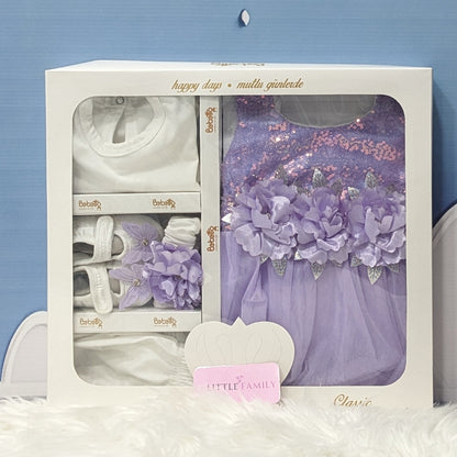 Premium Newborn Baby Frock Set | Purple