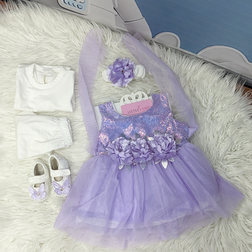 Premium Newborn Baby Frock Set | Purple