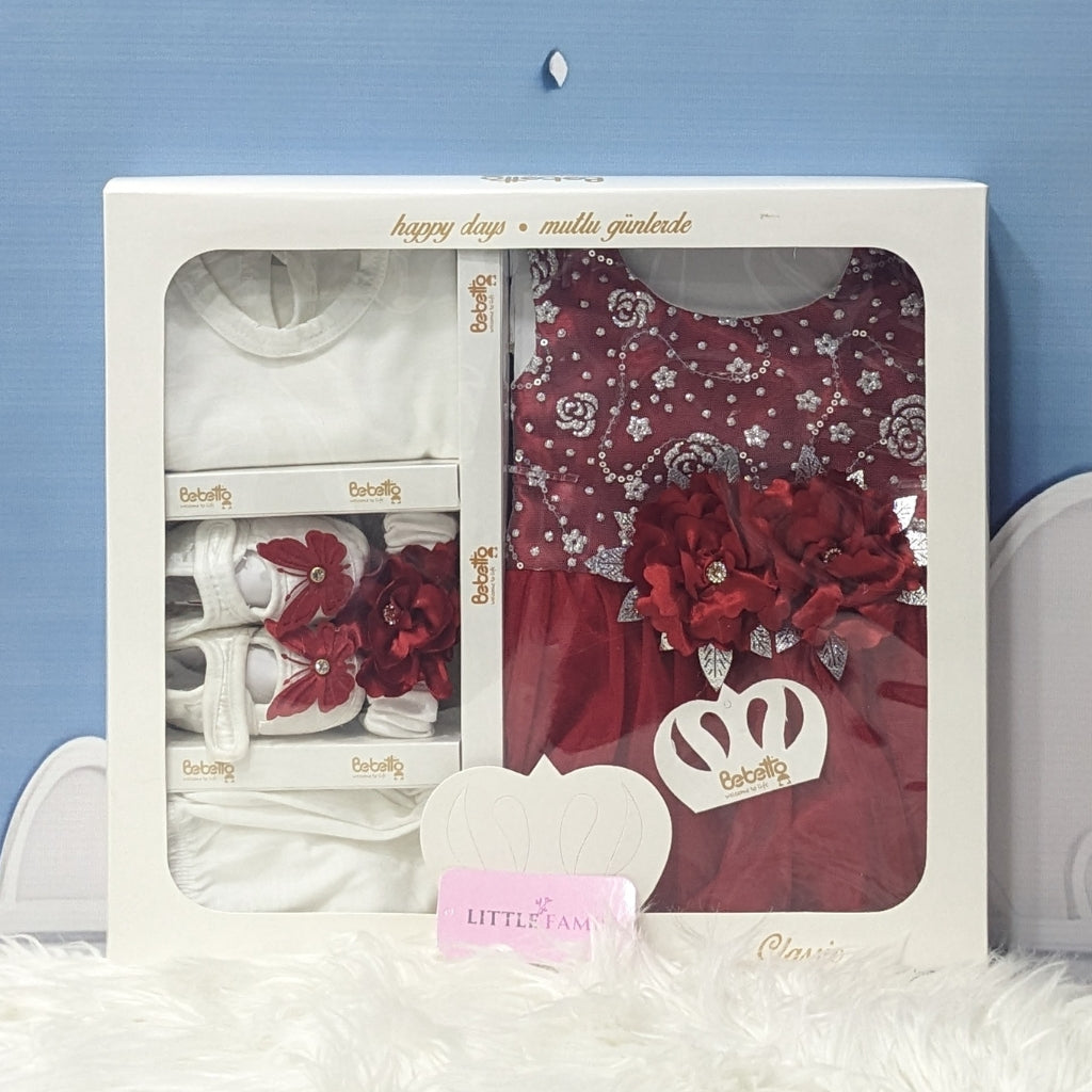 Premium Newborn Baby Frock Set | Red