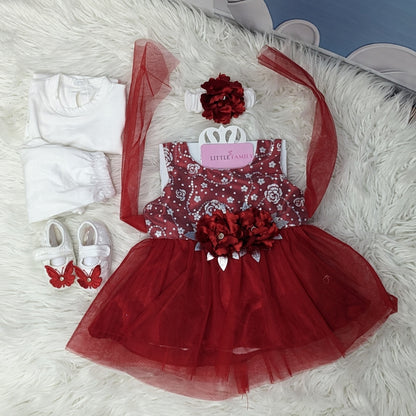 Premium Newborn Baby Frock Set | Red