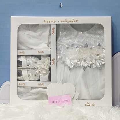 Premium Newborn Baby Frock Set | White