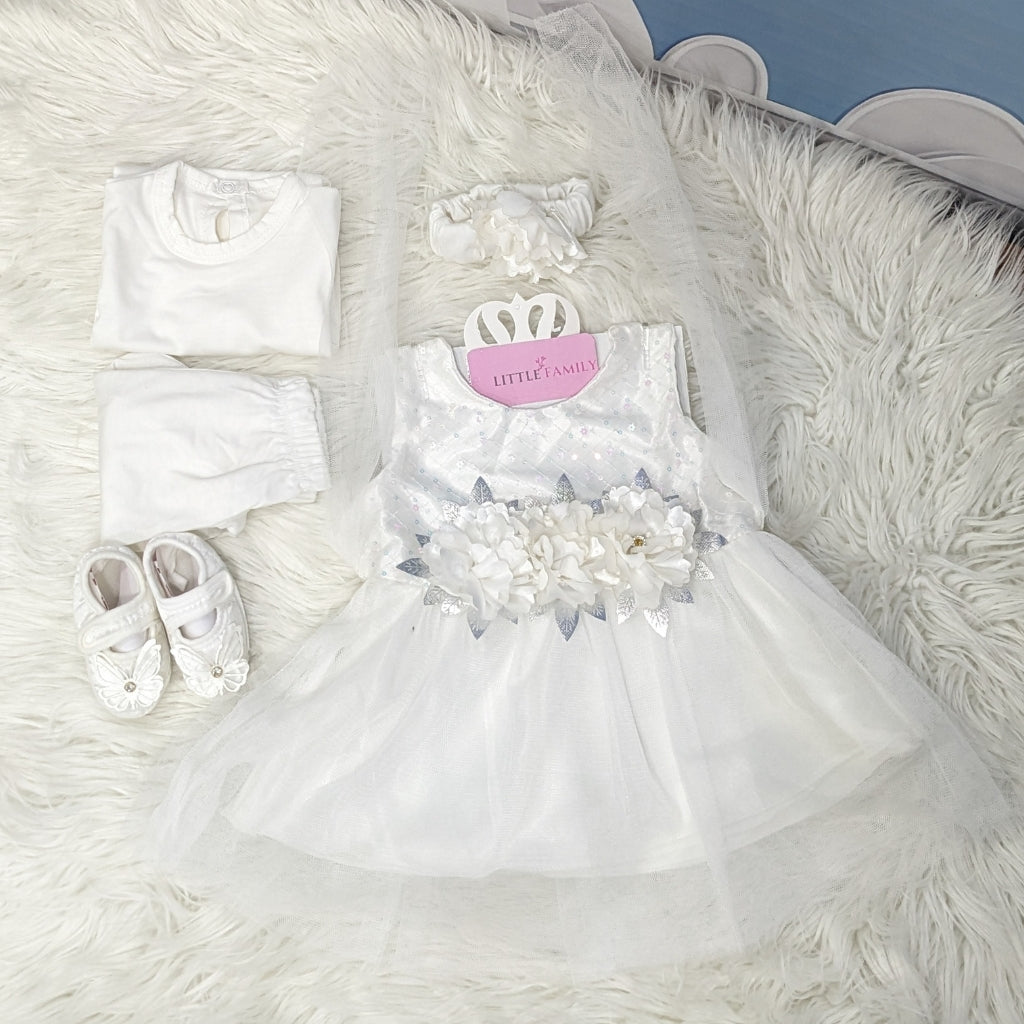 Premium Newborn Baby Frock Set | White