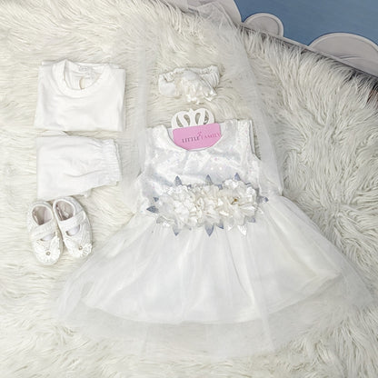 Premium Newborn Baby Frock Set | White