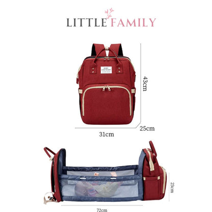 Baby Bag & Convertible Travel Bed (Backpack, Mattress, Hook Belts)