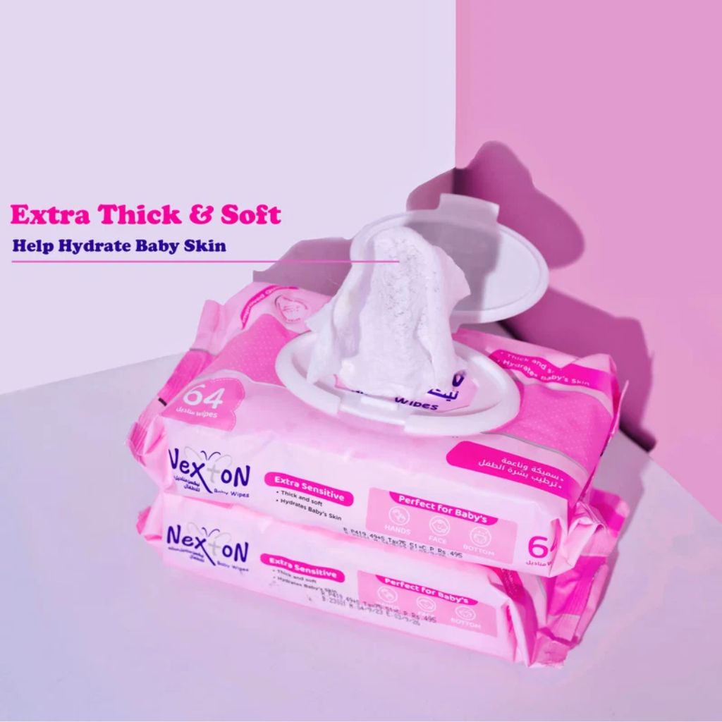 Nexton Baby Wipes (Extra Sensitive Pink) 64 pcs