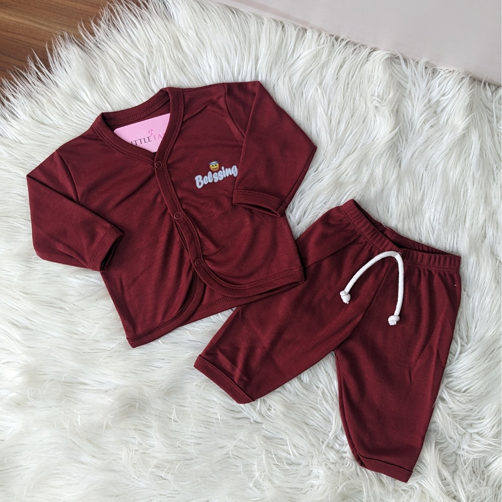 Premium Baby 2-Piece Night Suit - Maroon