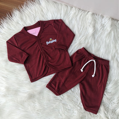Premium Baby 2-Piece Night Suit - Maroon