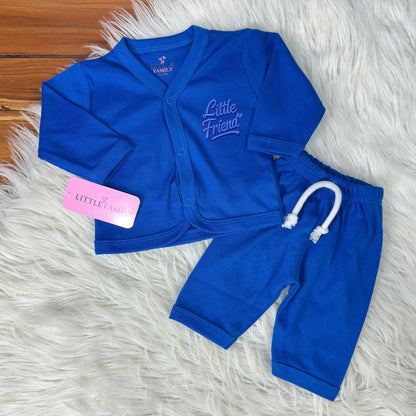 Premium 2-Piece Baby Night Suit | "Little Friend" Print - Blue