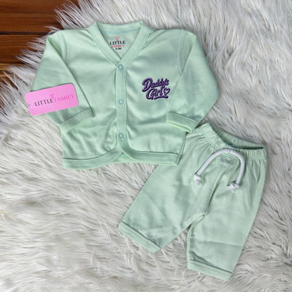 Premium 2-Piece Baby Night Suit | "Daddy's Girl" Print - Mint Green