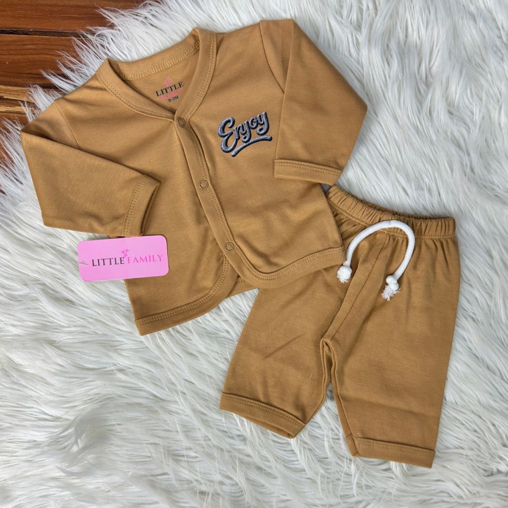 Premium 2-Piece Baby Night Suit | "Enjoy" Print - Brown