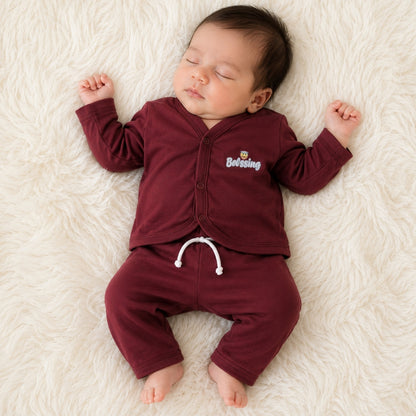 Premium Baby 2-Piece Night Suit - Maroon