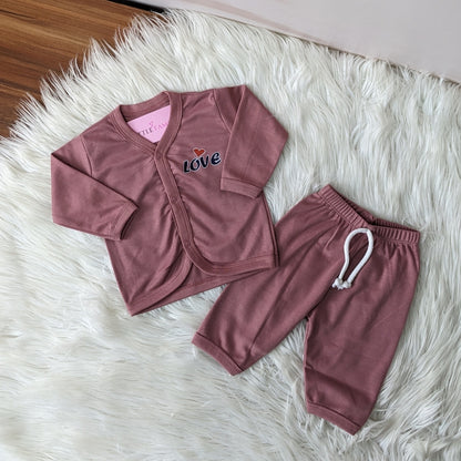 Premium Baby 2-Piece Night Suit - Dusty Rose