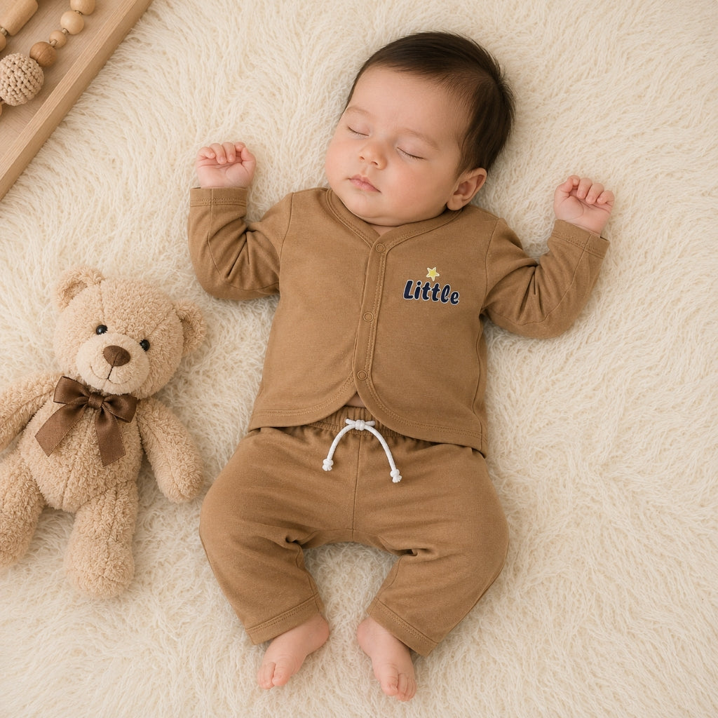 Premium Baby 2-Piece Night Suit - Brown