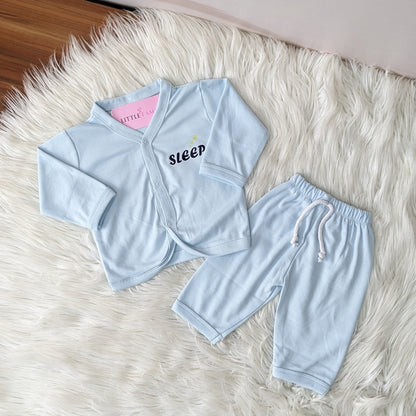 Premium Baby 2-Piece Night Suit - Soft Blue