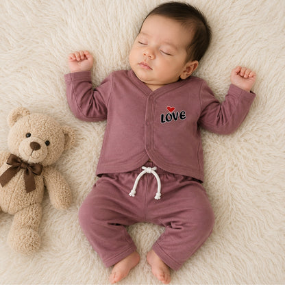 Premium Baby 2-Piece Night Suit - Dusty Rose
