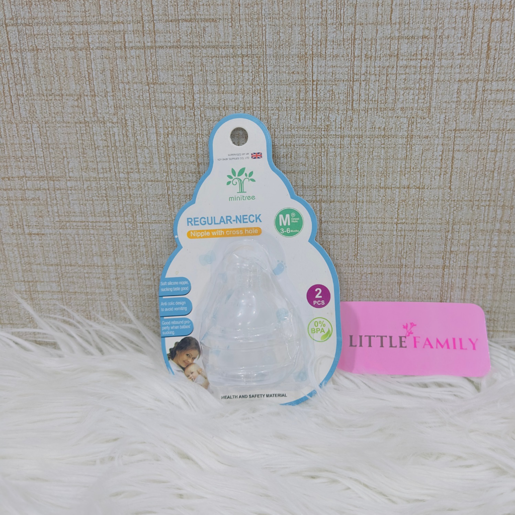 Regular-Neck Baby Bottle Nipples – Cross Hole | 2-Piece