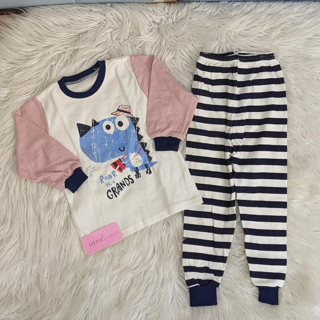 Long Sleeve 2-Piece Night Suit Set – Dino Print