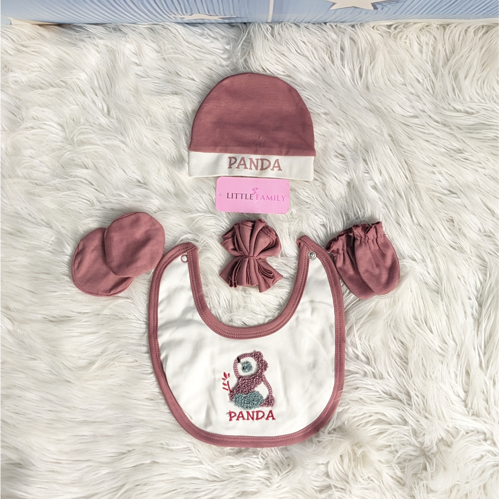 Premium 10 Piece Baby Starter Set | Panda Theme - Dusty Rose