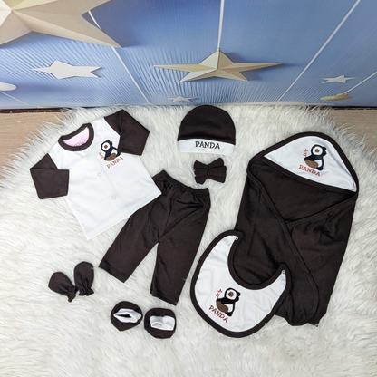 Premium 10 Piece Baby Starter Set | Panda Theme - Brown