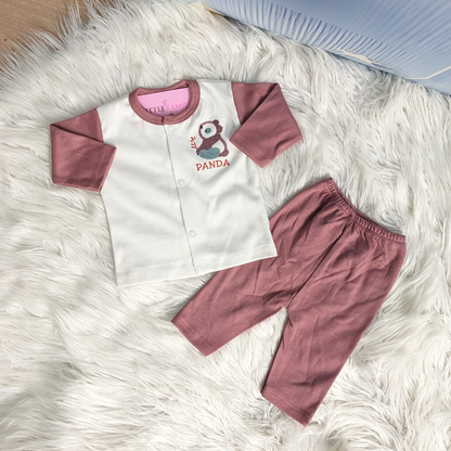 Premium 10 Piece Baby Starter Set | Panda Theme - Dusty Rose