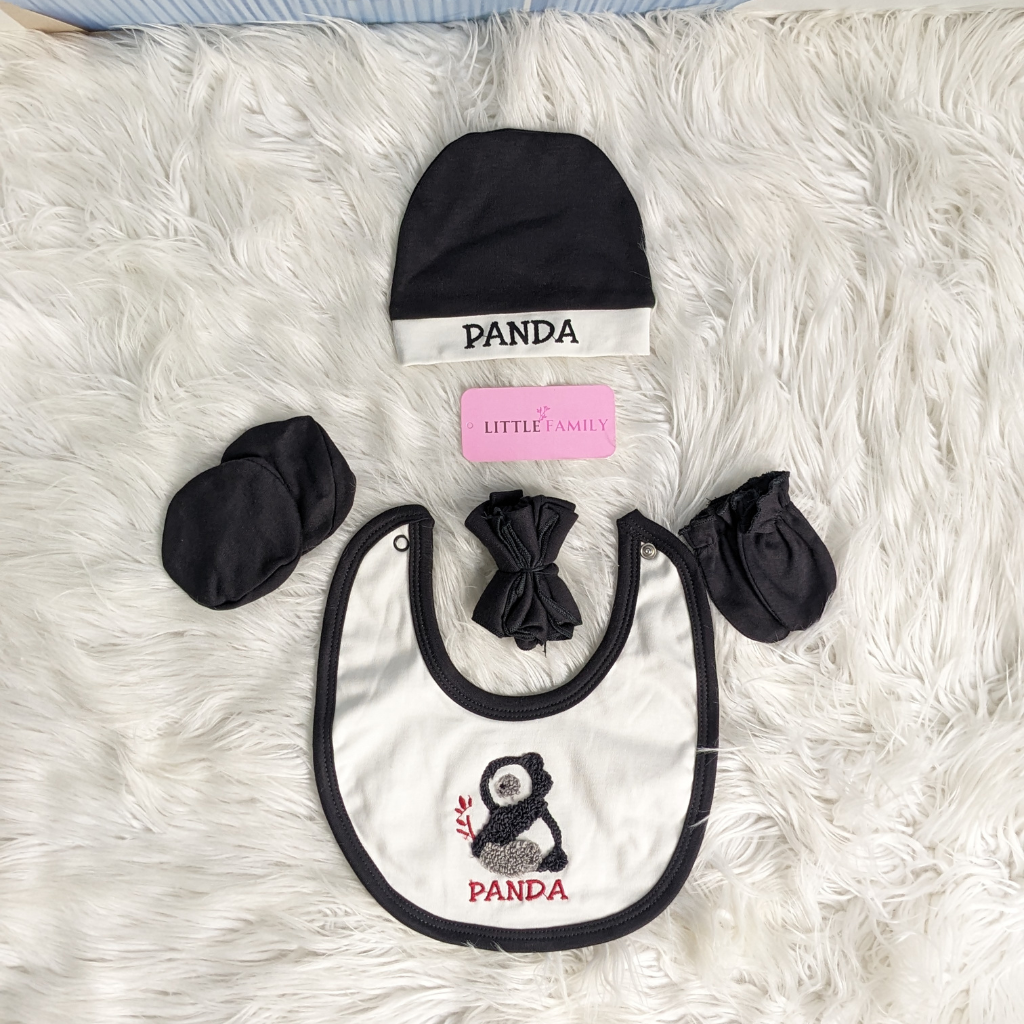 Premium 10 Piece Baby Starter Set | Panda Theme - Black