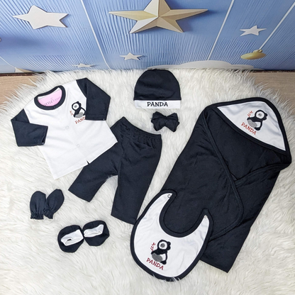 Premium 10 Piece Baby Starter Set | Panda Theme - Black