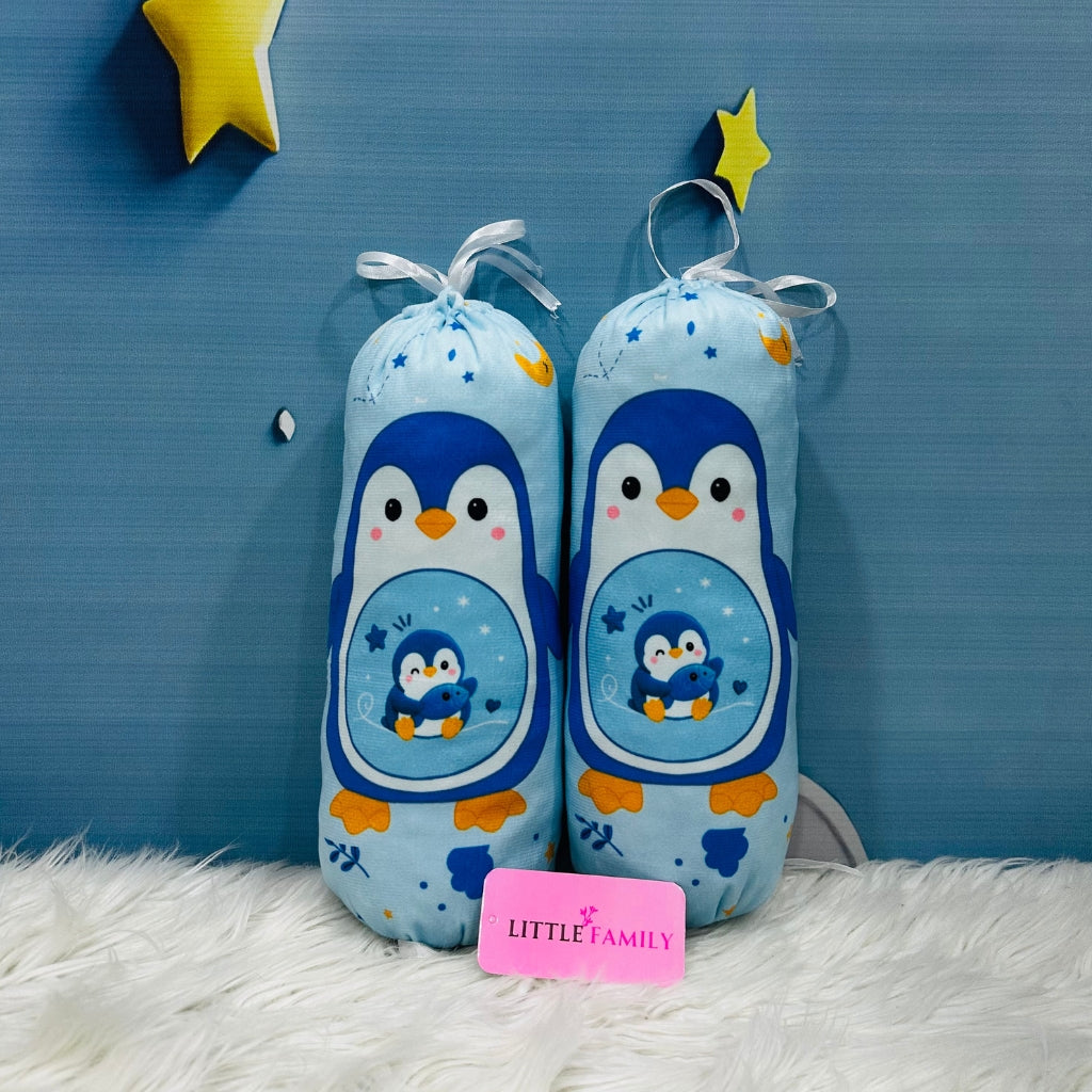 Premium 7-Piece Penguin Velvet Baby Bedding Set - Blue