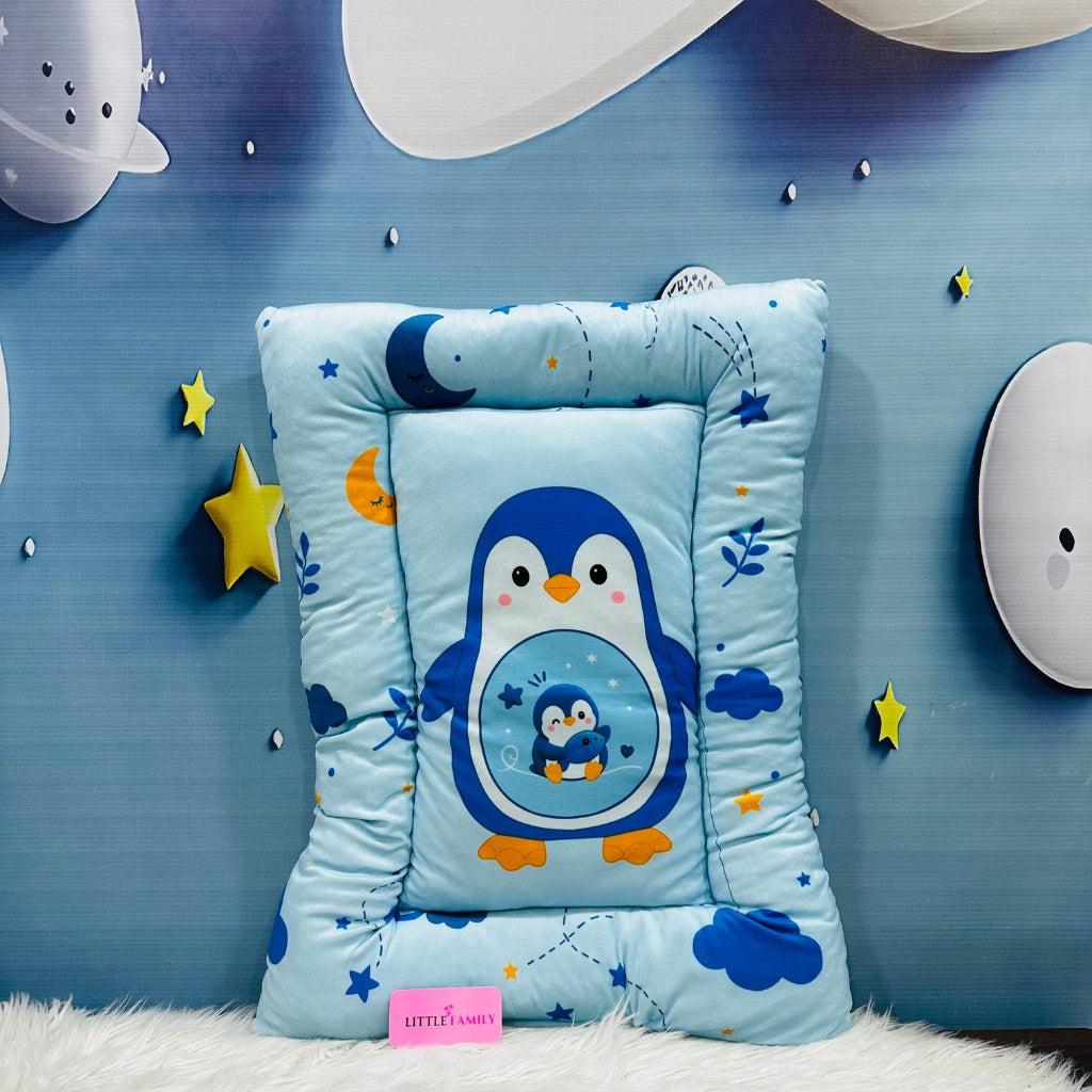 Premium 7-Piece Penguin Velvet Baby Bedding Set - Blue