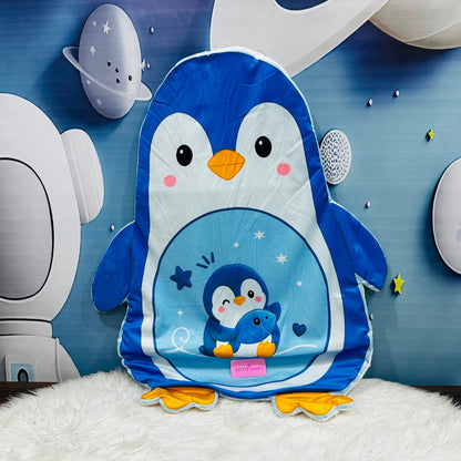 Premium 7-Piece Penguin Velvet Baby Bedding Set - Blue