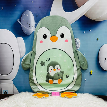 Premium 7-Piece Penguin Velvet Baby Bedding Set - Green