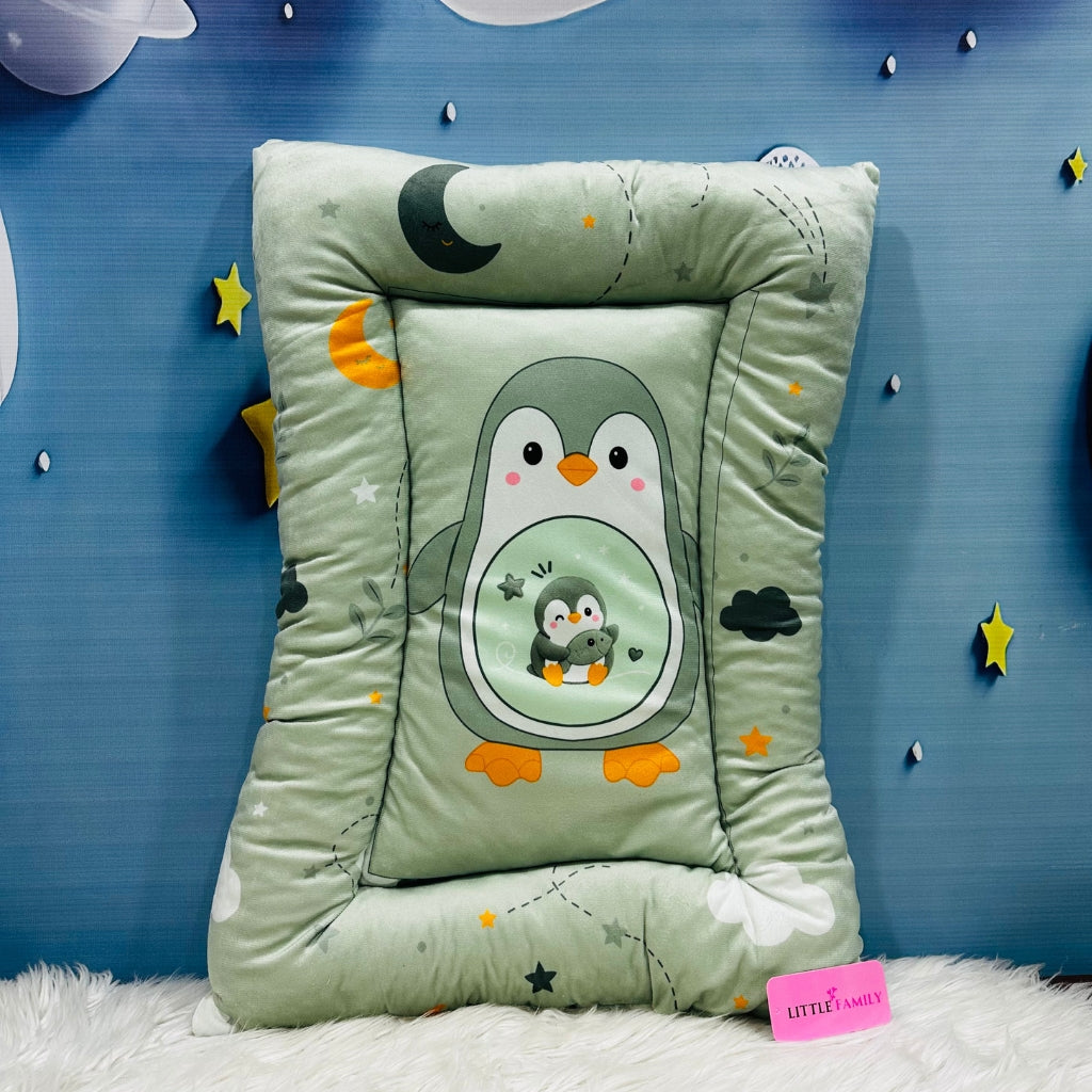 Premium 7-Piece Penguin Velvet Baby Bedding Set - Green