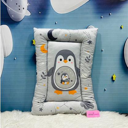 Premium 7-Piece Penguin Velvet Baby Bedding Set - Grey