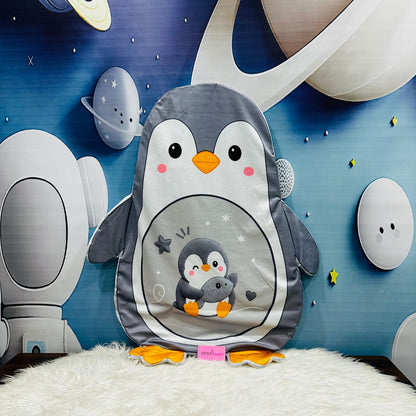 Premium 7-Piece Penguin Velvet Baby Bedding Set - Grey