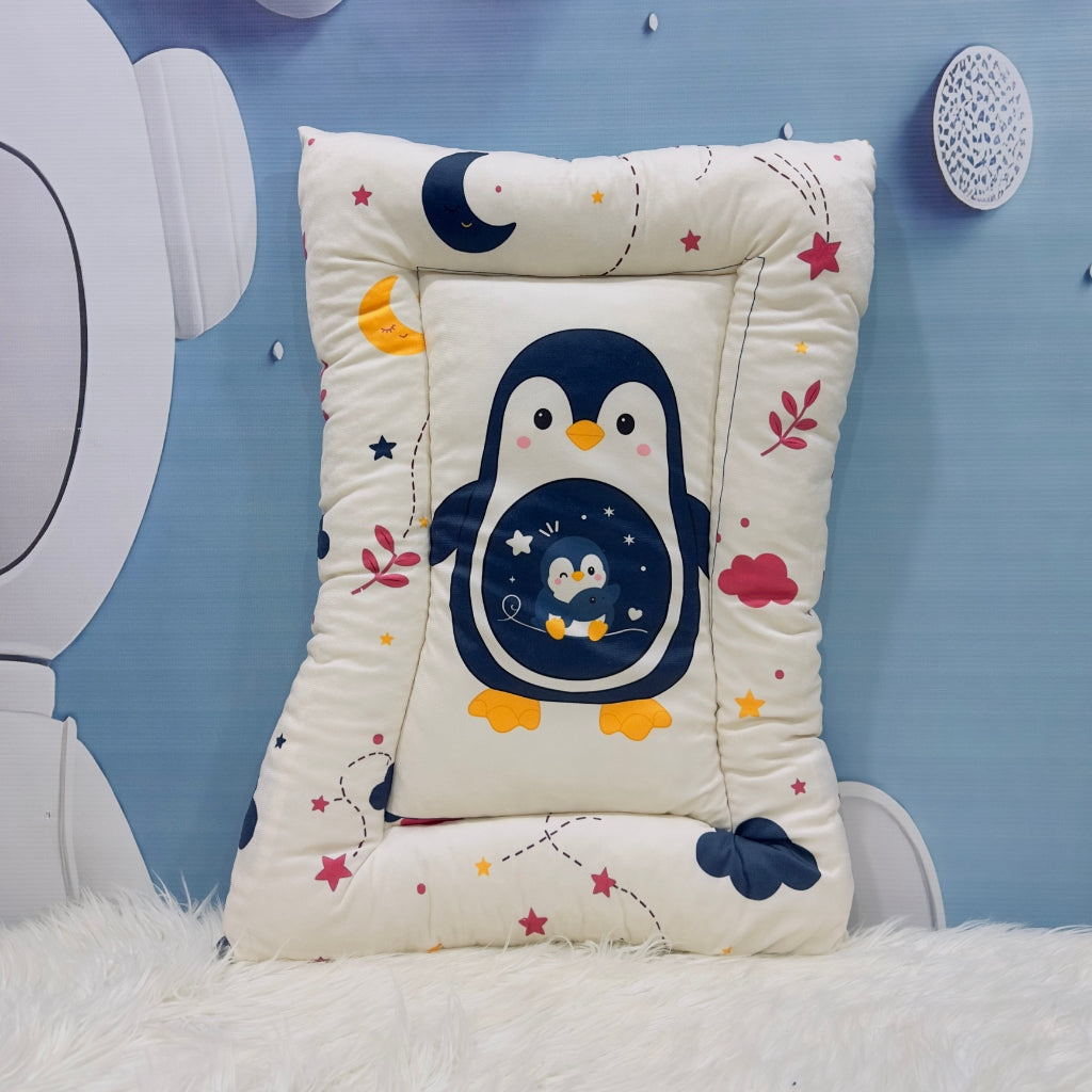 Premium 7-Piece Penguin Velvet Baby Bedding Set - Navy Blue