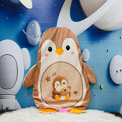 Premium 7-Piece Penguin Velvet Baby Bedding Set - Brown