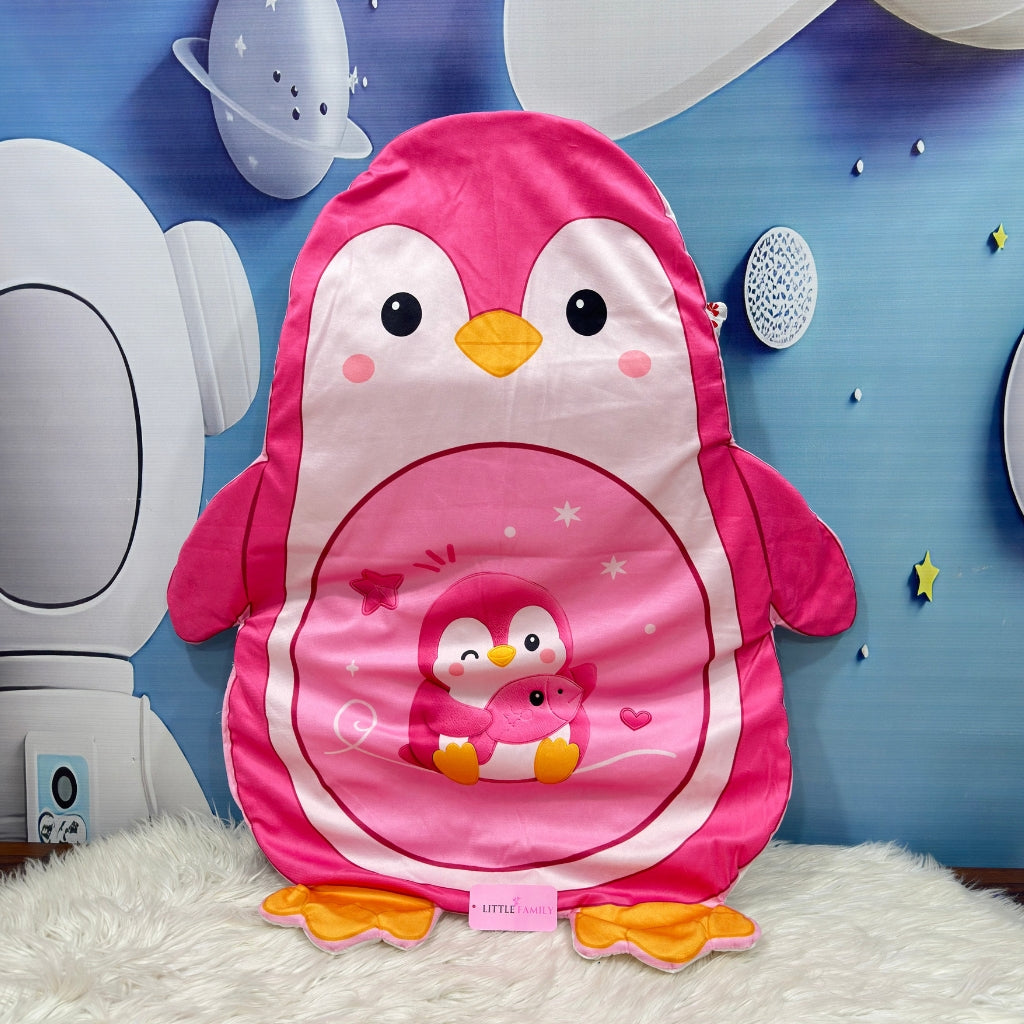 Premium 7-Piece Penguine Velvet Baby Bedding Set - Pink