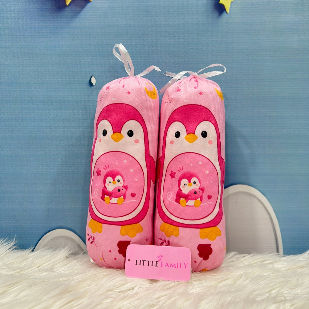 Premium 7-Piece Penguine Velvet Baby Bedding Set - Pink