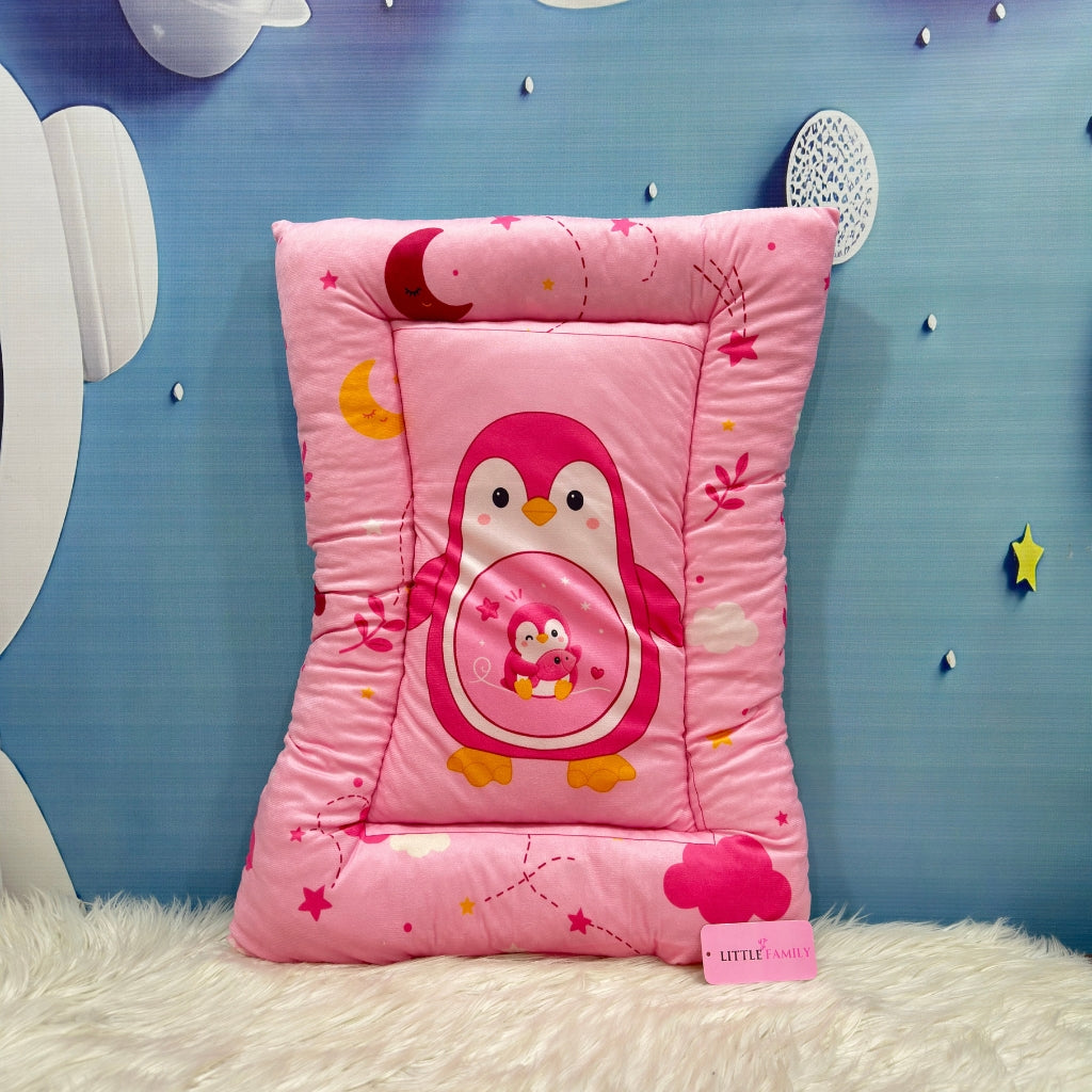 Premium 7-Piece Penguine Velvet Baby Bedding Set - Pink