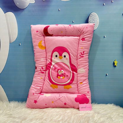 Premium 7-Piece Penguine Velvet Baby Bedding Set - Pink