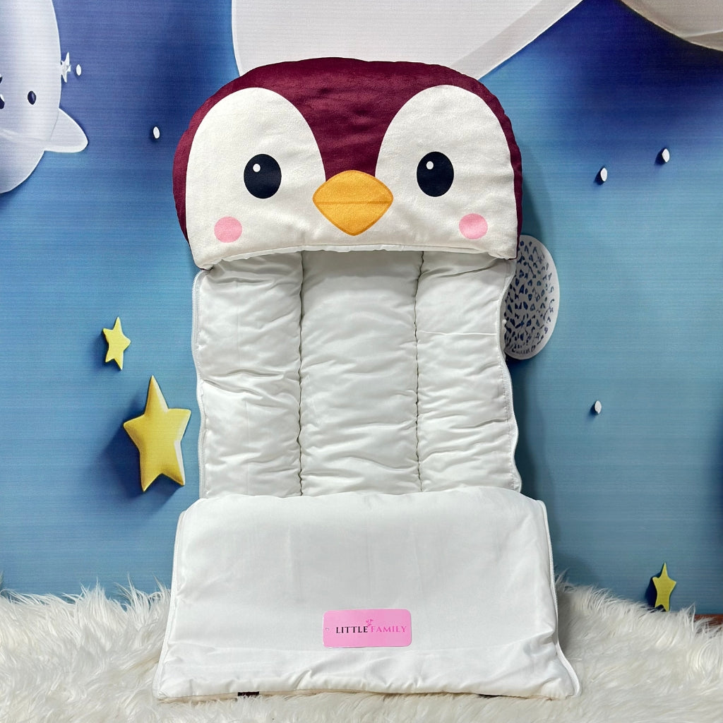 Premium 7-Piece Penguin Velvet Baby Bedding Set - Maroon