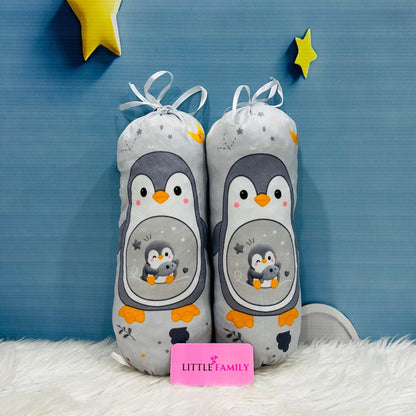 Premium 7-Piece Penguin Velvet Baby Bedding Set - Grey