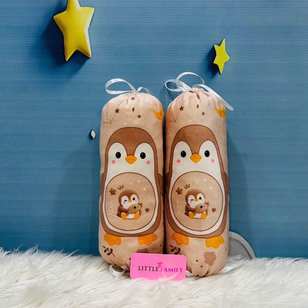 Premium 7-Piece Penguin Velvet Baby Bedding Set - Brown