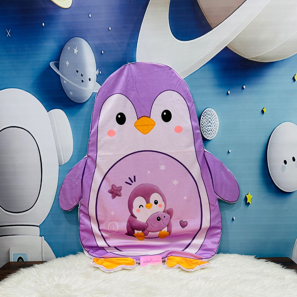 Premium 7-Piece Penguin Velvet Baby Bedding Set - Purple