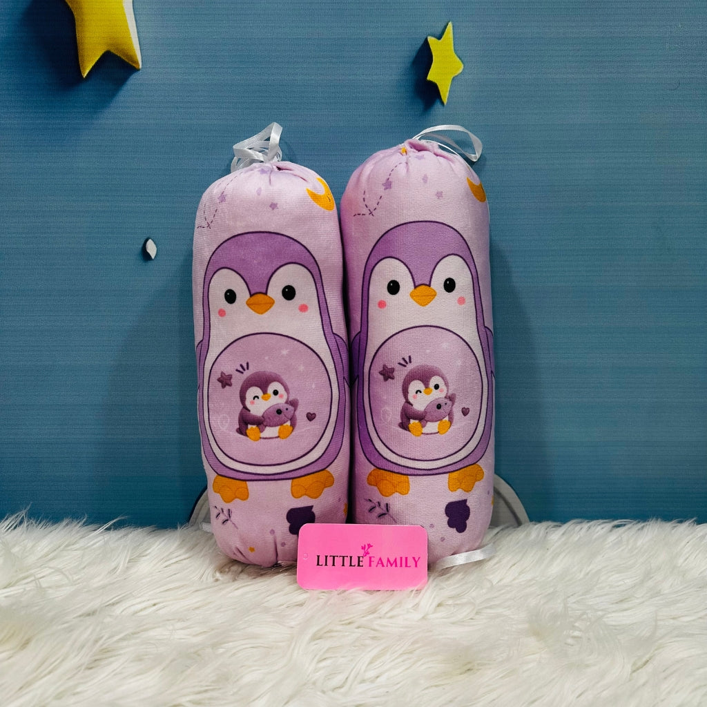 Premium 7-Piece Penguin Velvet Baby Bedding Set - Purple