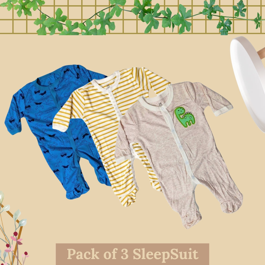 Pack of 3 Baby Winter SleepSuit