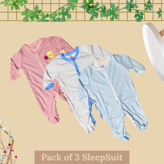 Pack of 3 Baby Winter SleepSuit