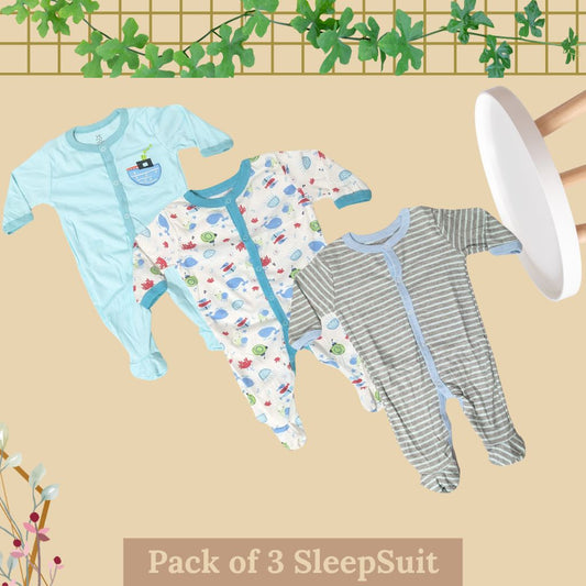 Pack of 3 Baby Winter SleepSuit