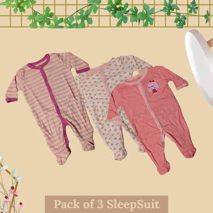 Winter Sleepsuit Set – Pack of 3 Soft Baby Bodysuits