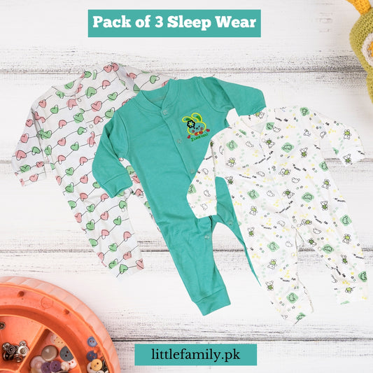 IT-1035 Pack Of Three Baby Sleep Wear Green