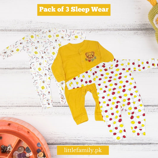 IT-1035 Pack Of Three Baby Sleep Wear Yellow